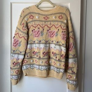 Funky Hand-Knit Vintage Sweater *SEE NOTES*